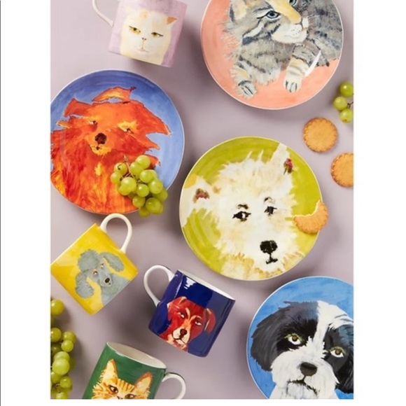 Anthropologie Carole Akins Furry Friends Desert Plate & Mug Set 5 Pieces NWT - Picture 2 of 9
